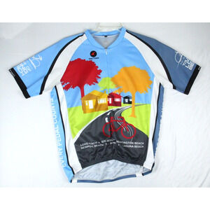 Pactimo Cycling Jersey Mens XL Blue 1/2 Zip Cruz Gran Fondo 2015 California